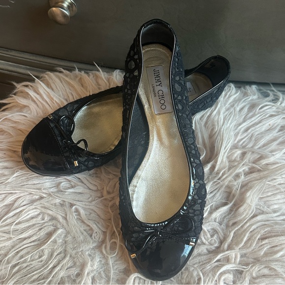 Jimmy Choo Black Lace Loafers with Bow - Picture 4 of 5